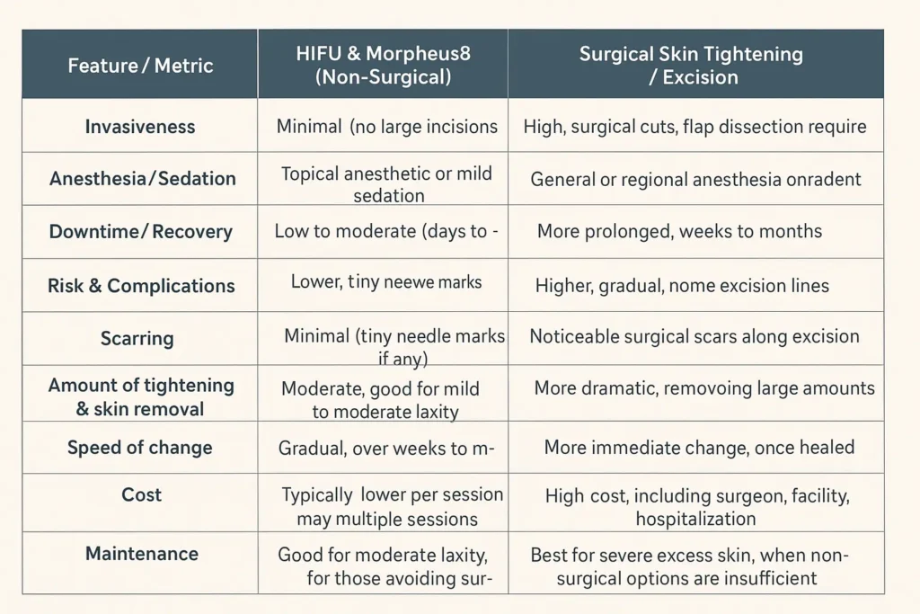 The Science of Skin Tightening 2 Table of skin tightening Thurrock Park benefits compared to surgical options